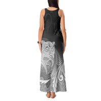 New Zealand Aotearoa Ruru Tank Maxi Dress Maori Fern Art Black