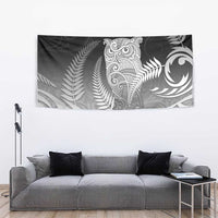 New Zealand Aotearoa Ruru Tapestry Maori Fern Art Black