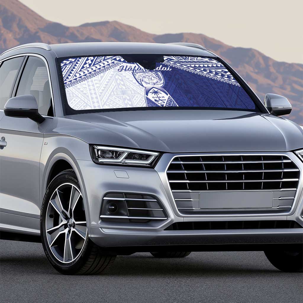 Northern Mariana Islands And Guam Auto Sun Shade Latte Stone With Tribal Pattern LT05 - Polynesian Pride
