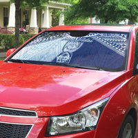 Northern Mariana Islands And Guam Auto Sun Shade Latte Stone With Tribal Pattern LT05 - Polynesian Pride
