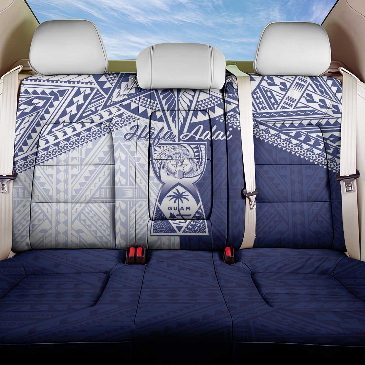 Northern Mariana Islands And Guam Back Car Seat Cover Latte Stone With Tribal Pattern
