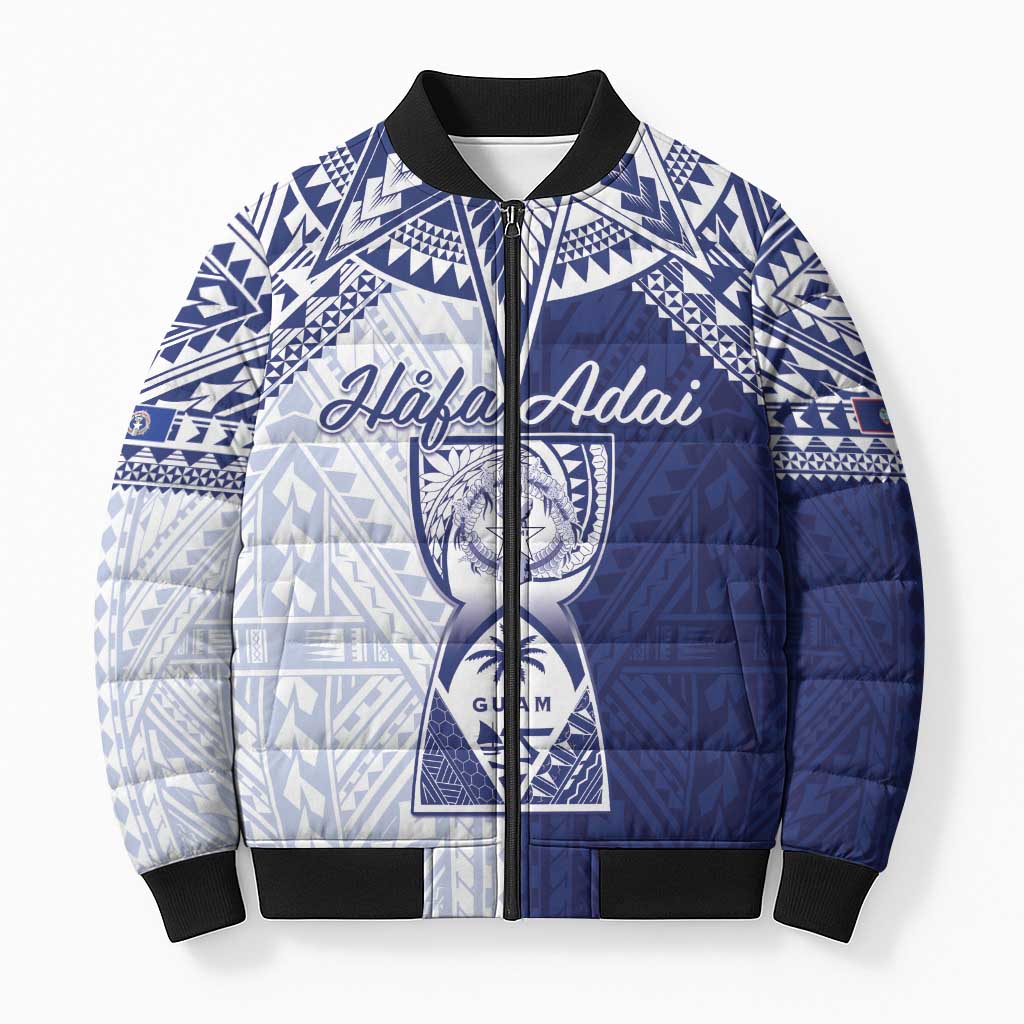 Personalised Northern Mariana Islands And Guam Bomber Puffer Jacket Latte Stone With Tribal Pattern