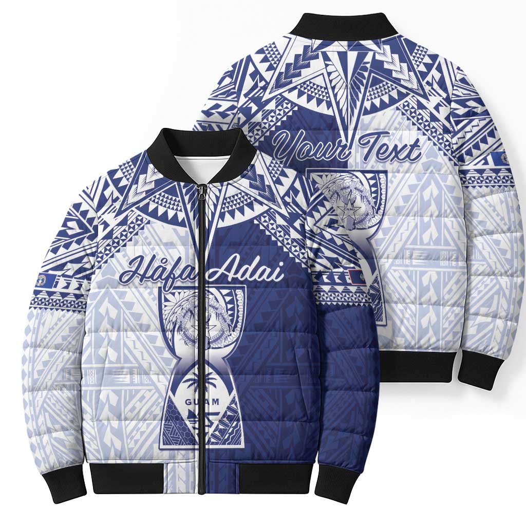 Personalised Northern Mariana Islands And Guam Bomber Puffer Jacket Latte Stone With Tribal Pattern