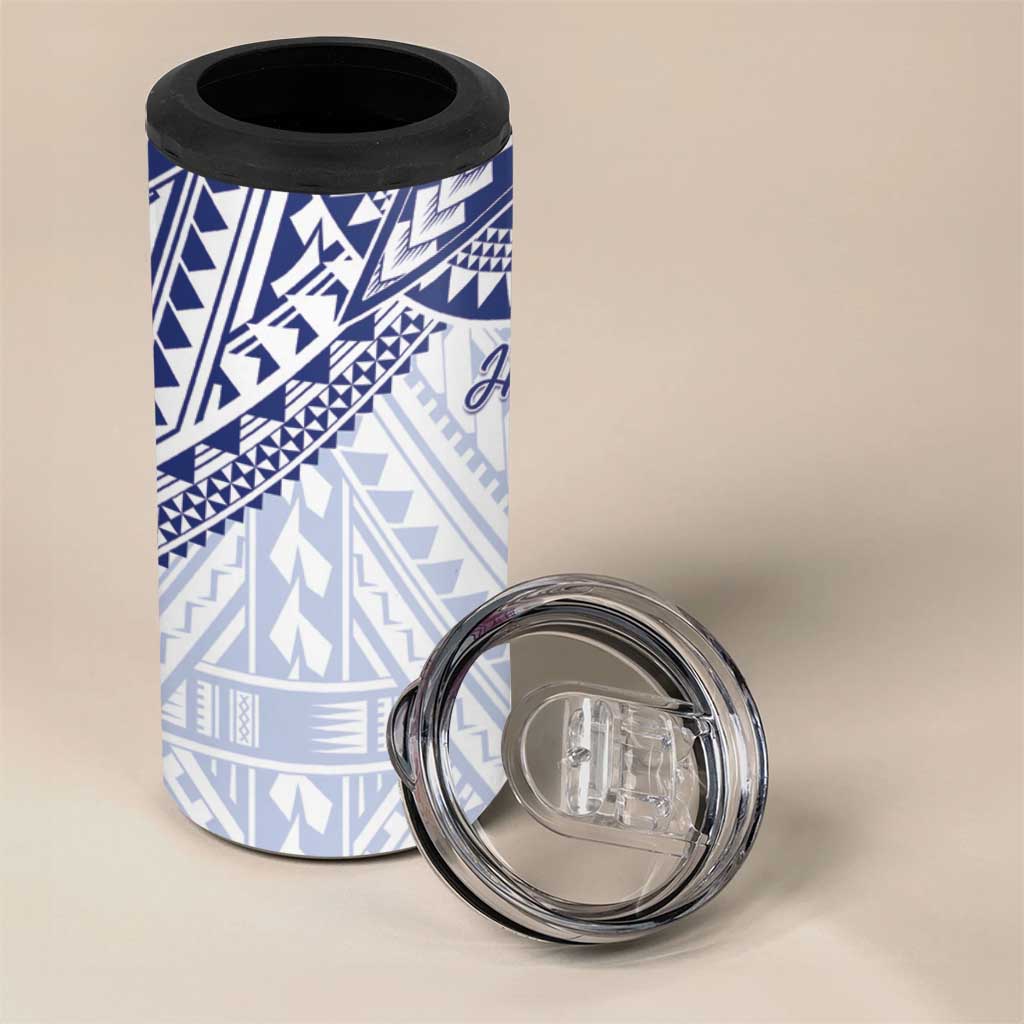 Northern Mariana Islands And Guam 4 in 1 Can Cooler Tumbler Latte Stone With Tribal Pattern