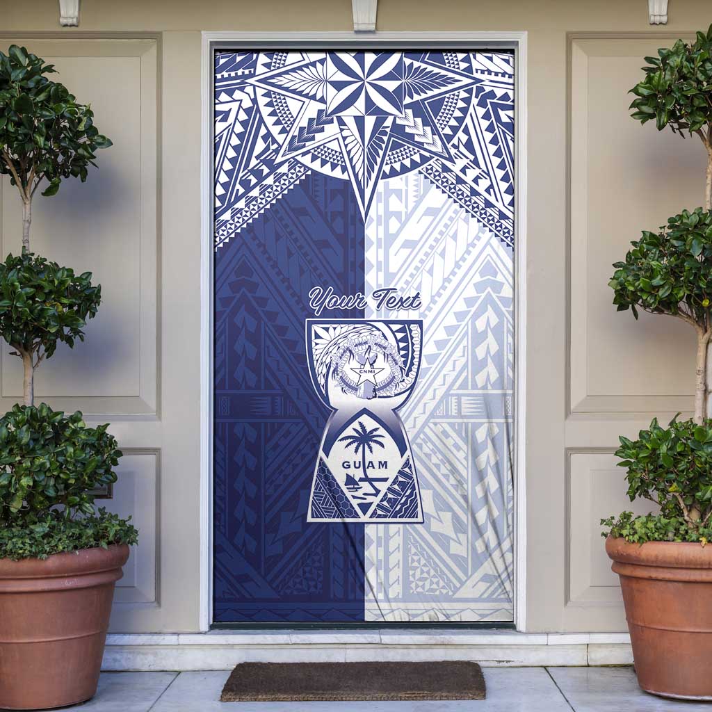 Personalised Northern Mariana Islands And Guam Door Cover Latte Stone With Tribal Pattern