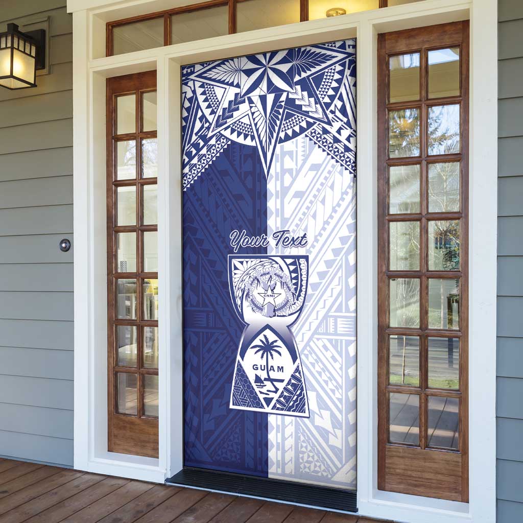 Personalised Northern Mariana Islands And Guam Door Cover Latte Stone With Tribal Pattern