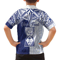 Personalised Northern Mariana Islands And Guam Family Matching Long Sleeve Bodycon Dress and Hawaiian Shirt Latte Stone With Tribal Pattern LT05 - Polynesian Pride