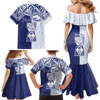 Personalised Northern Mariana Islands And Guam Family Matching Mermaid Dress and Hawaiian Shirt Latte Stone With Tribal Pattern