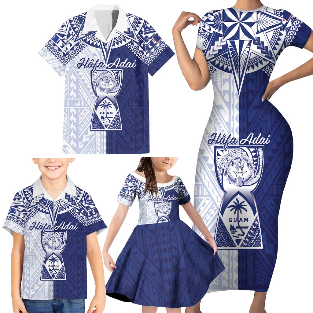 Personalised Northern Mariana Islands And Guam Family Matching Short Sleeve Bodycon Dress and Hawaiian Shirt Latte Stone With Tribal Pattern