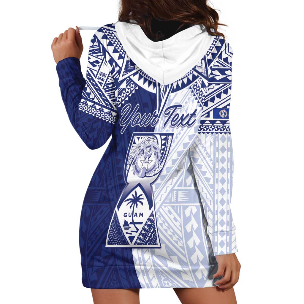 Personalised Northern Mariana Islands And Guam Hoodie Dress Latte Stone With Tribal Pattern LT05 - Polynesian Pride