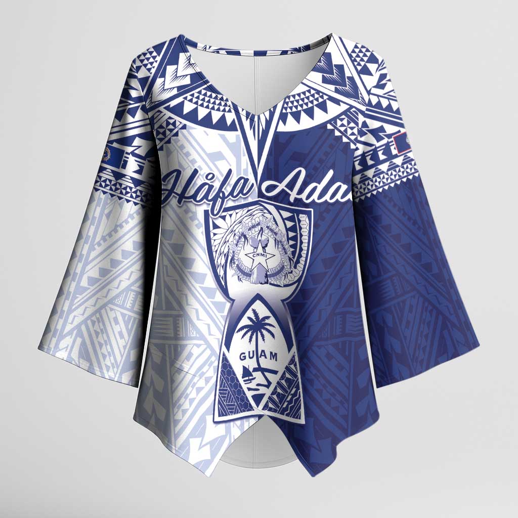 Personalised Northern Mariana Islands And Guam Kimono Sleeve Blouse Latte Stone With Tribal Pattern