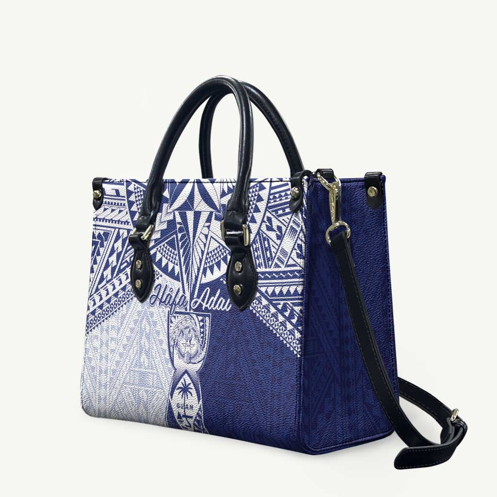 Northern Mariana Islands And Guam Leather Bag Latte Stone With Tribal Pattern