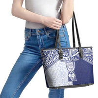 Northern Mariana Islands And Guam Leather Tote Bag Latte Stone With Tribal Pattern
