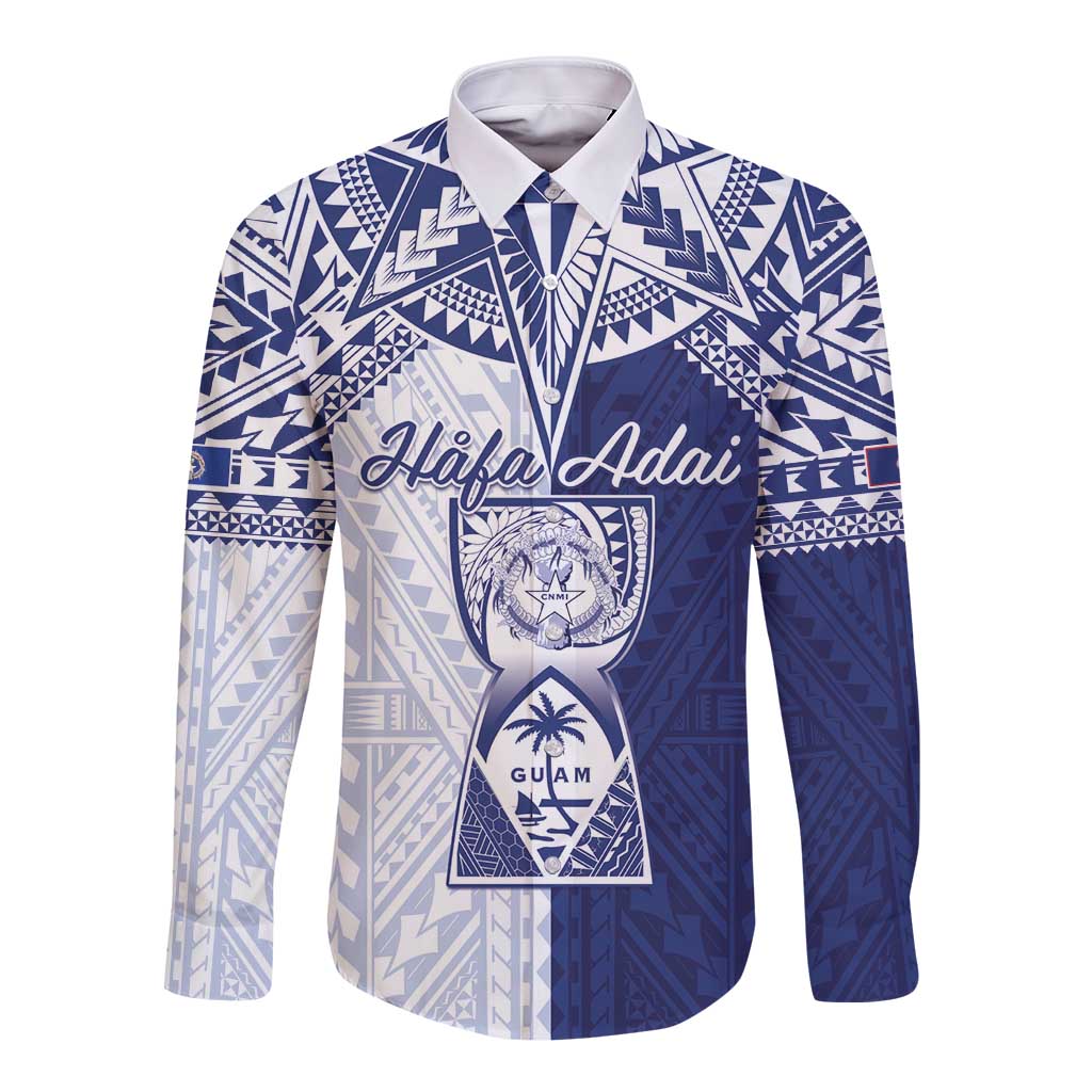 Personalised Northern Mariana Islands And Guam Long Sleeve Button Shirt Latte Stone With Tribal Pattern