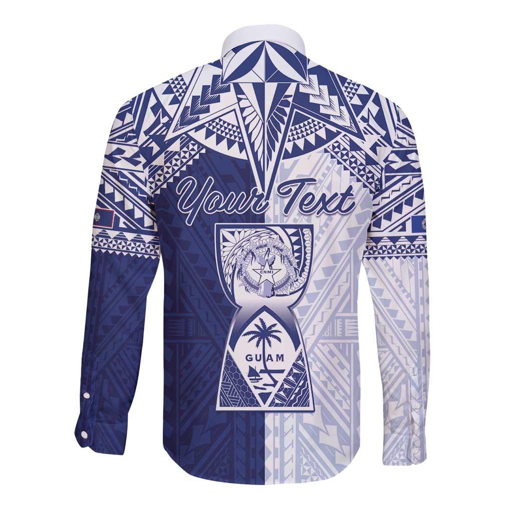 Personalised Northern Mariana Islands And Guam Long Sleeve Button Shirt Latte Stone With Tribal Pattern