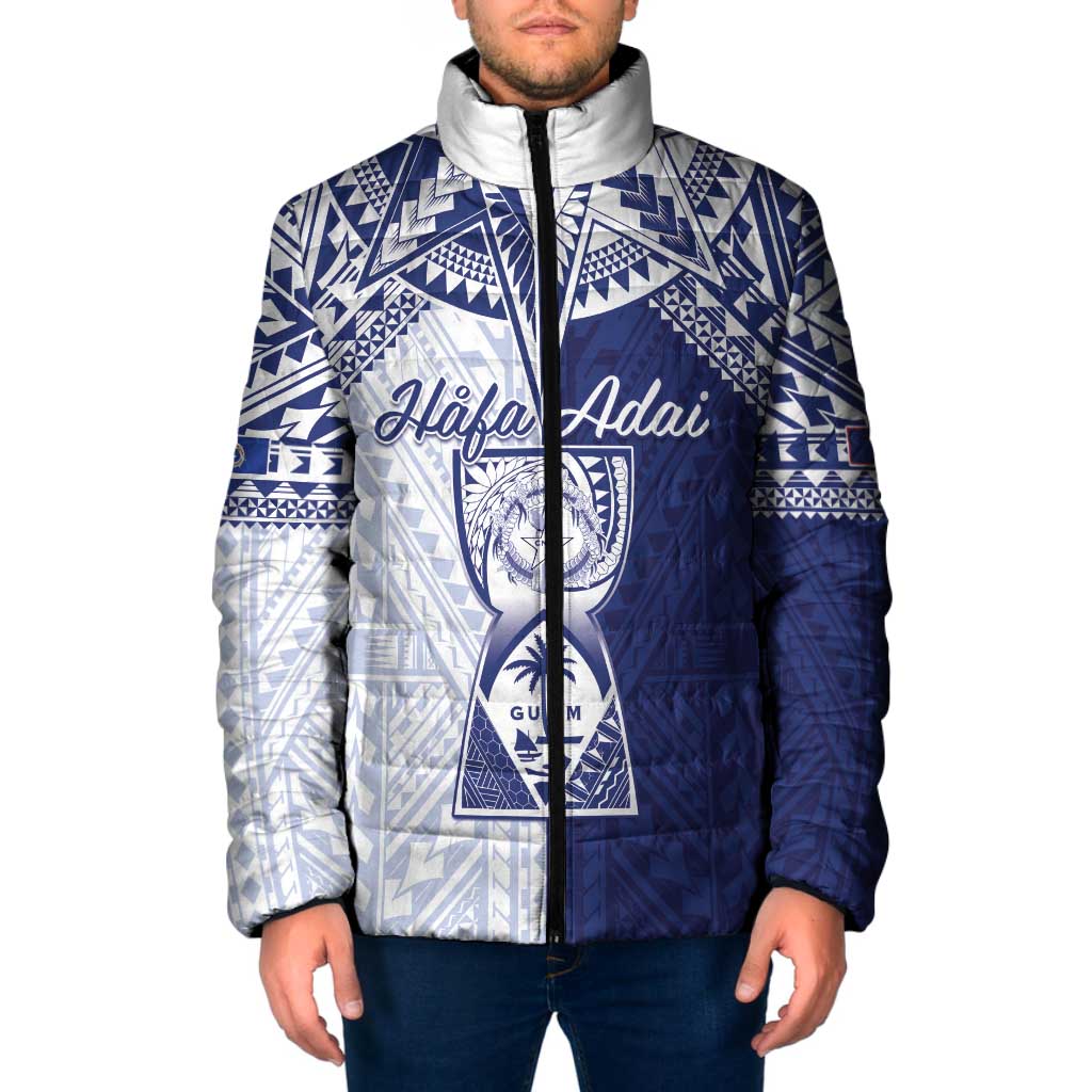 Personalised Northern Mariana Islands And Guam Padded Jacket Latte Stone With Tribal Pattern