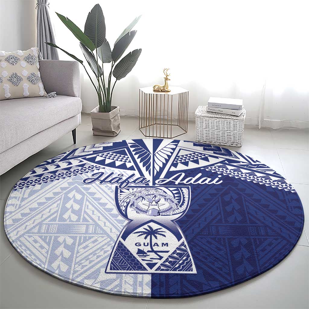 Northern Mariana Islands And Guam Round Carpet Latte Stone With Tribal Pattern