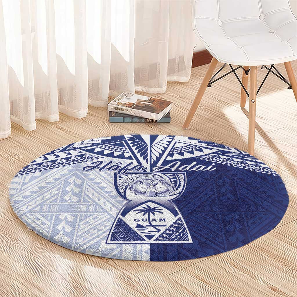 Northern Mariana Islands And Guam Round Carpet Latte Stone With Tribal Pattern