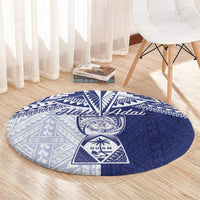 Northern Mariana Islands And Guam Round Carpet Latte Stone With Tribal Pattern