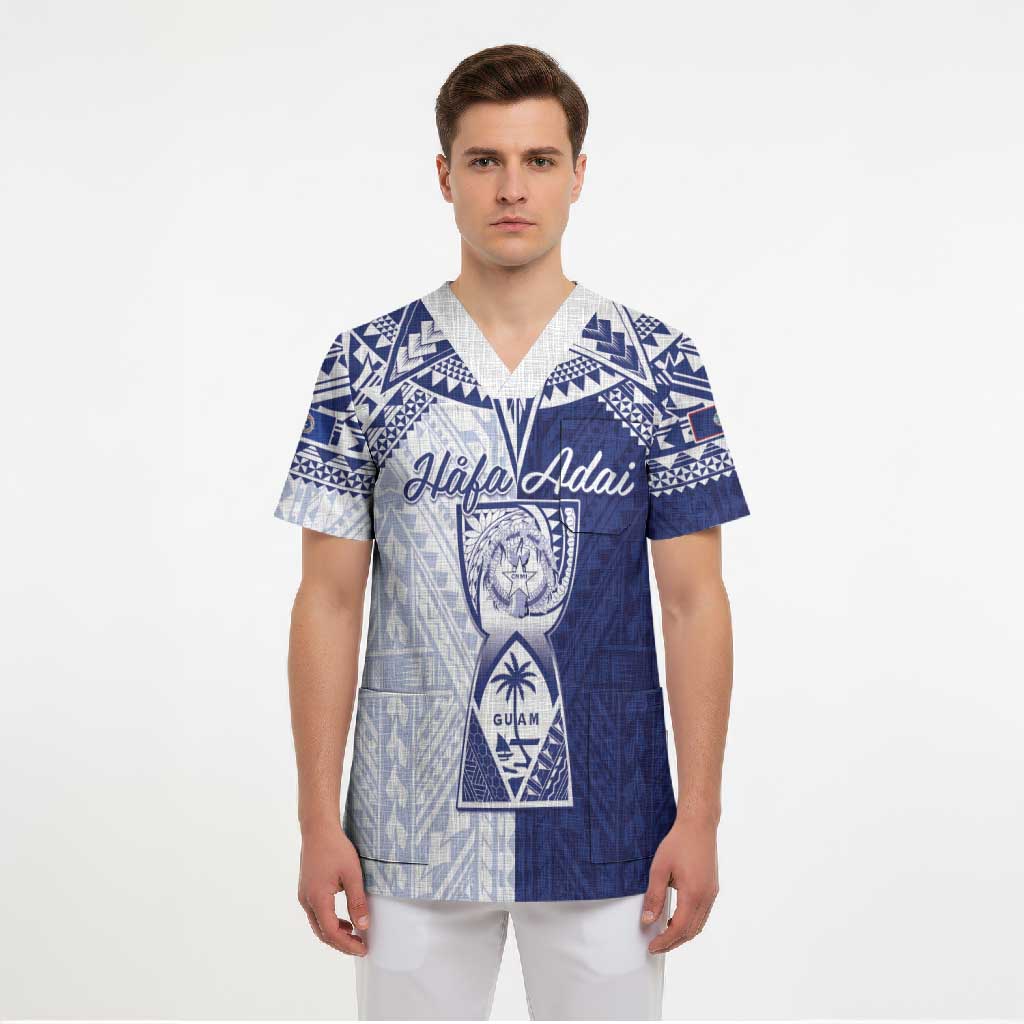 Personalised Northern Mariana Islands And Guam Scrub Top Latte Stone With Tribal Pattern