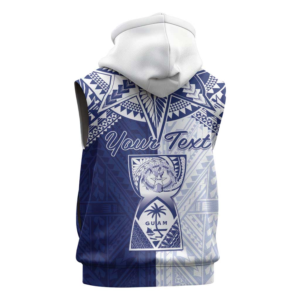 Personalised Northern Mariana Islands And Guam Sleeveless Hoodie Latte Stone With Tribal Pattern