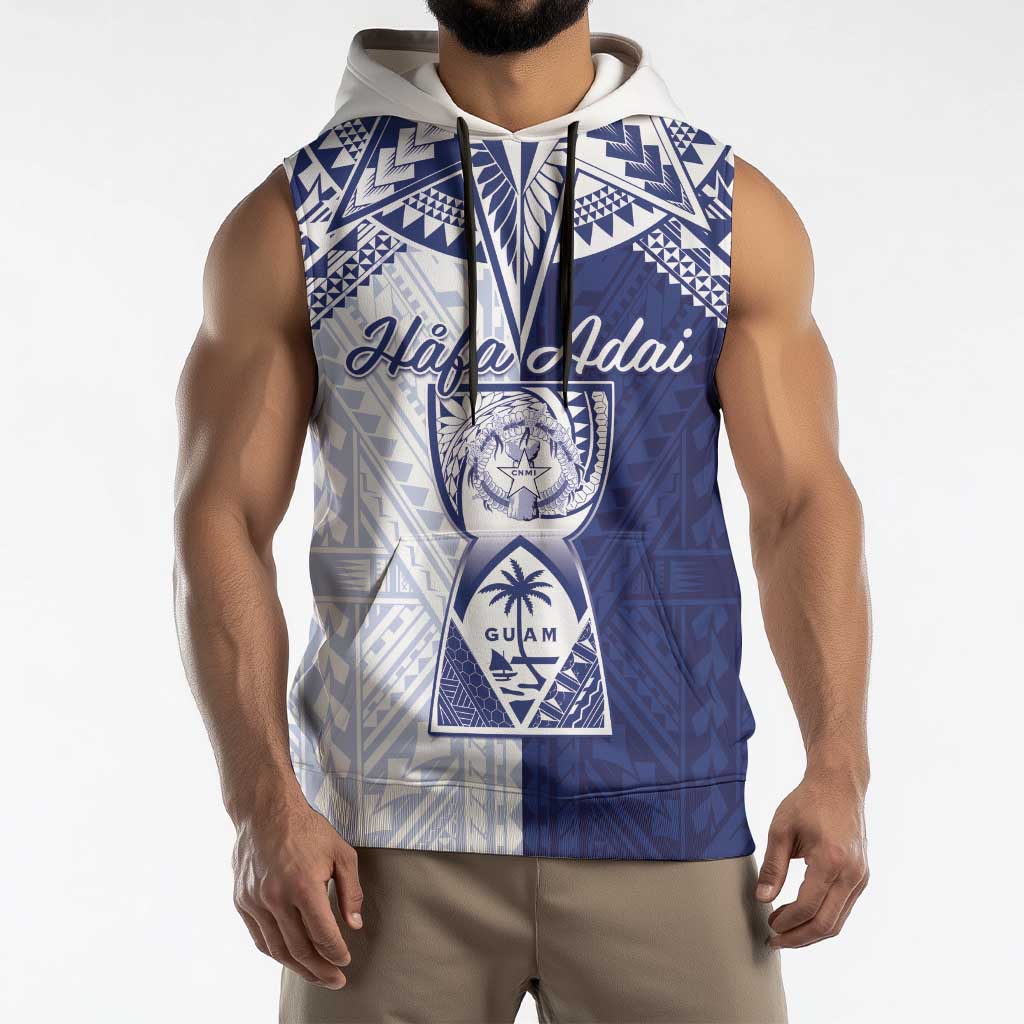 Personalised Northern Mariana Islands And Guam Sleeveless Hoodie Latte Stone With Tribal Pattern