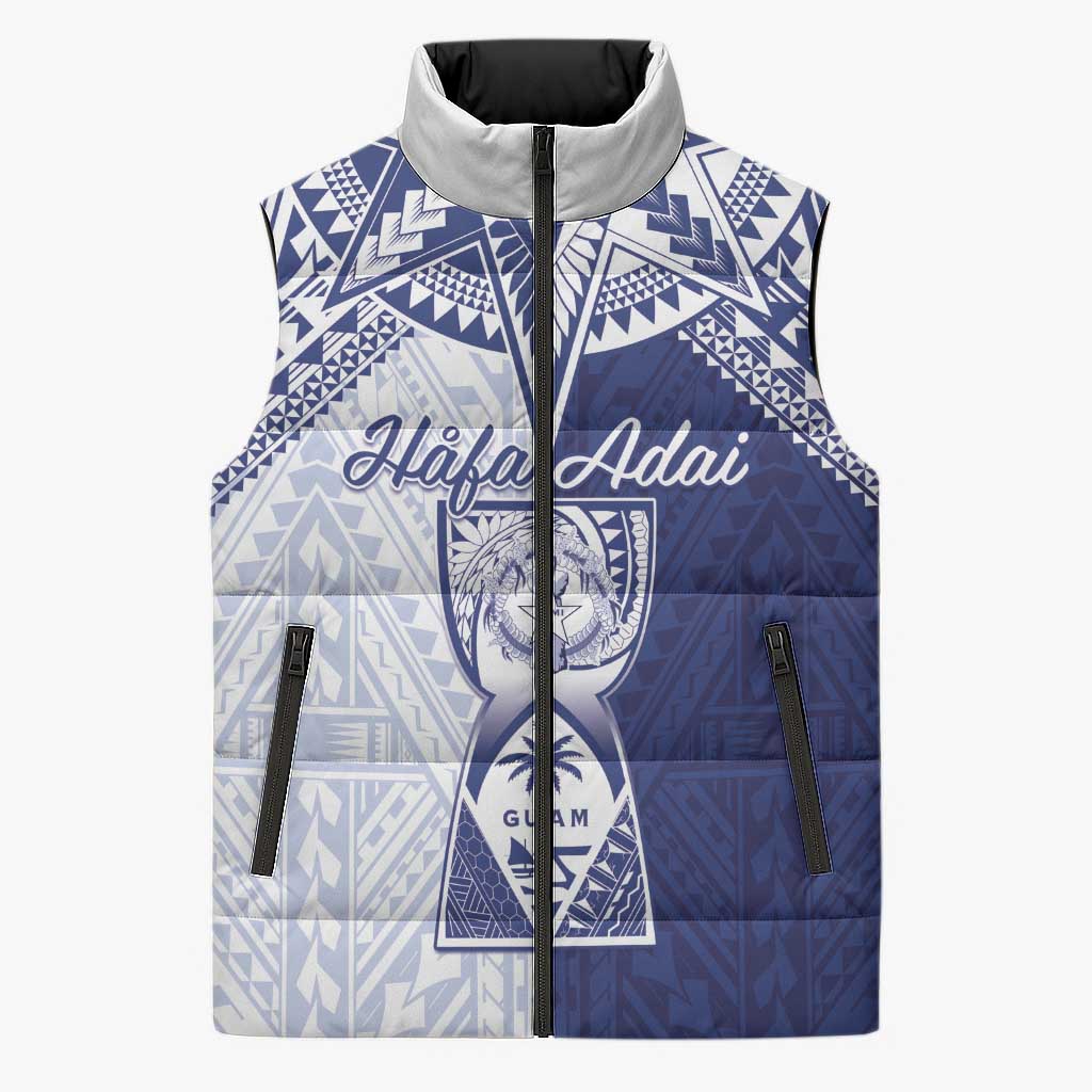 Personalised Northern Mariana Islands And Guam Sleeveless Puffer Jacket Latte Stone With Tribal Pattern