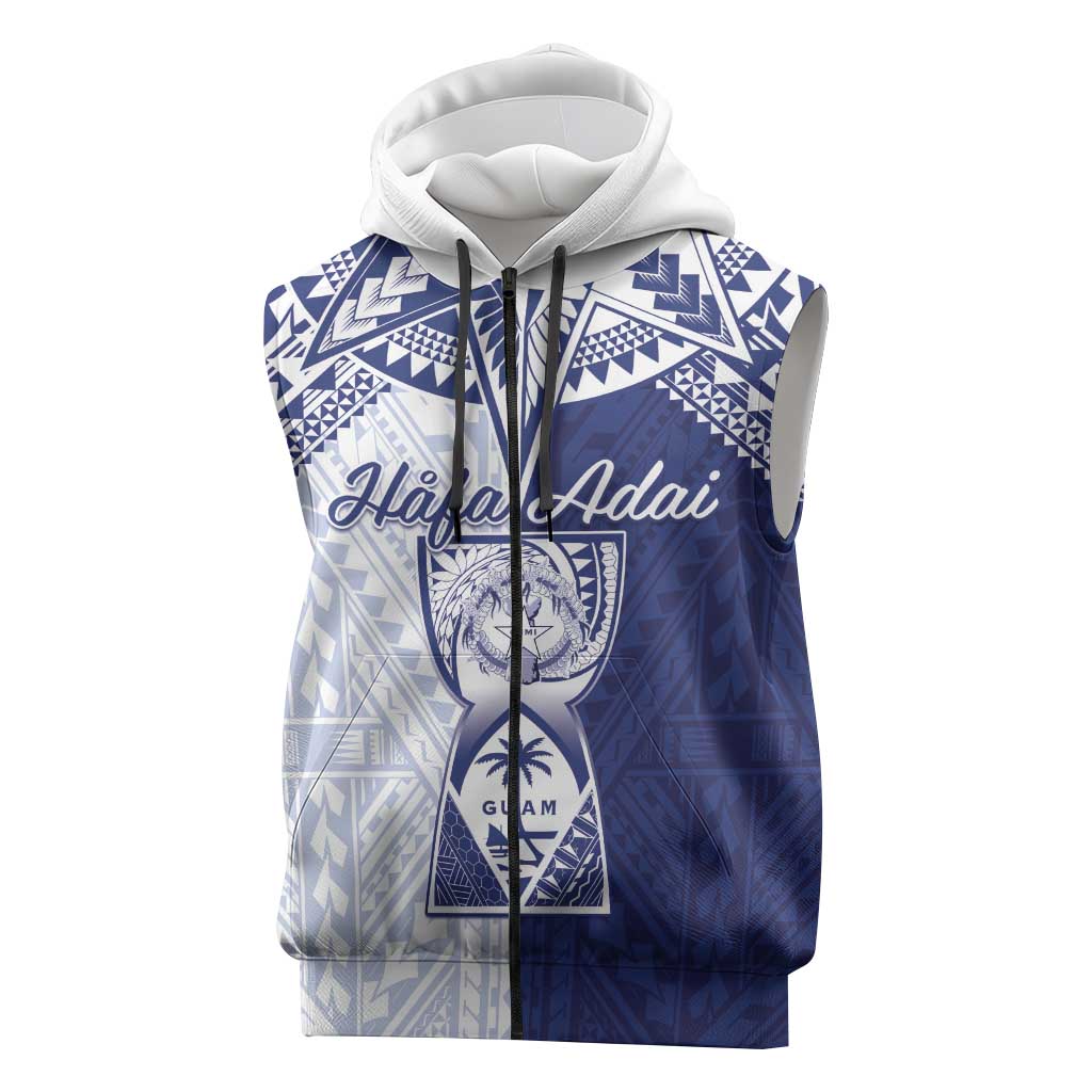 Personalised Northern Mariana Islands And Guam Sleeveless Zip Hoodie Latte Stone With Tribal Pattern