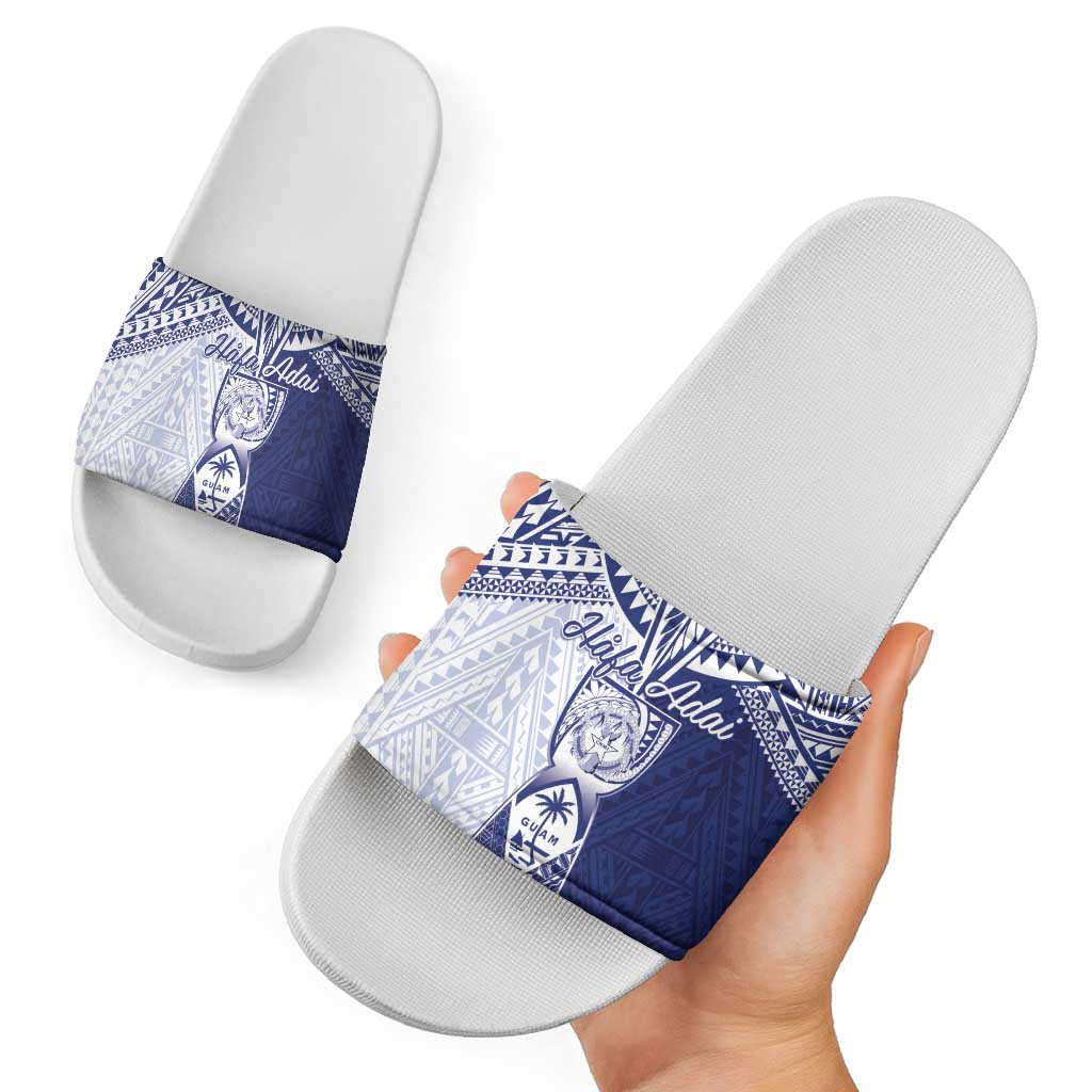 Northern Mariana Islands And Guam Slide Sandals Latte Stone With Tribal Pattern