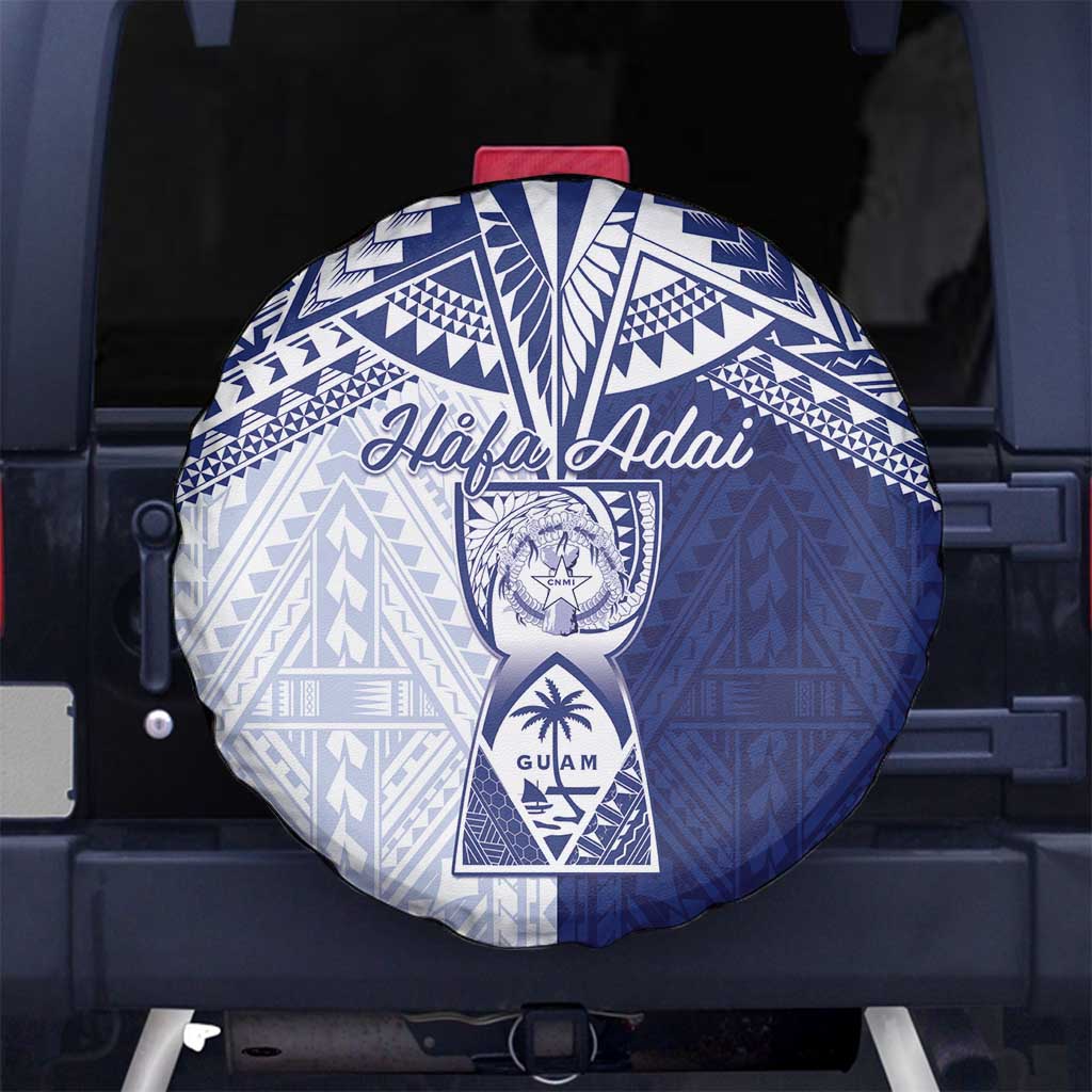 Northern Mariana Islands And Guam Spare Tire Cover Latte Stone With Tribal Pattern LT05 No hole Blue - Polynesian Pride