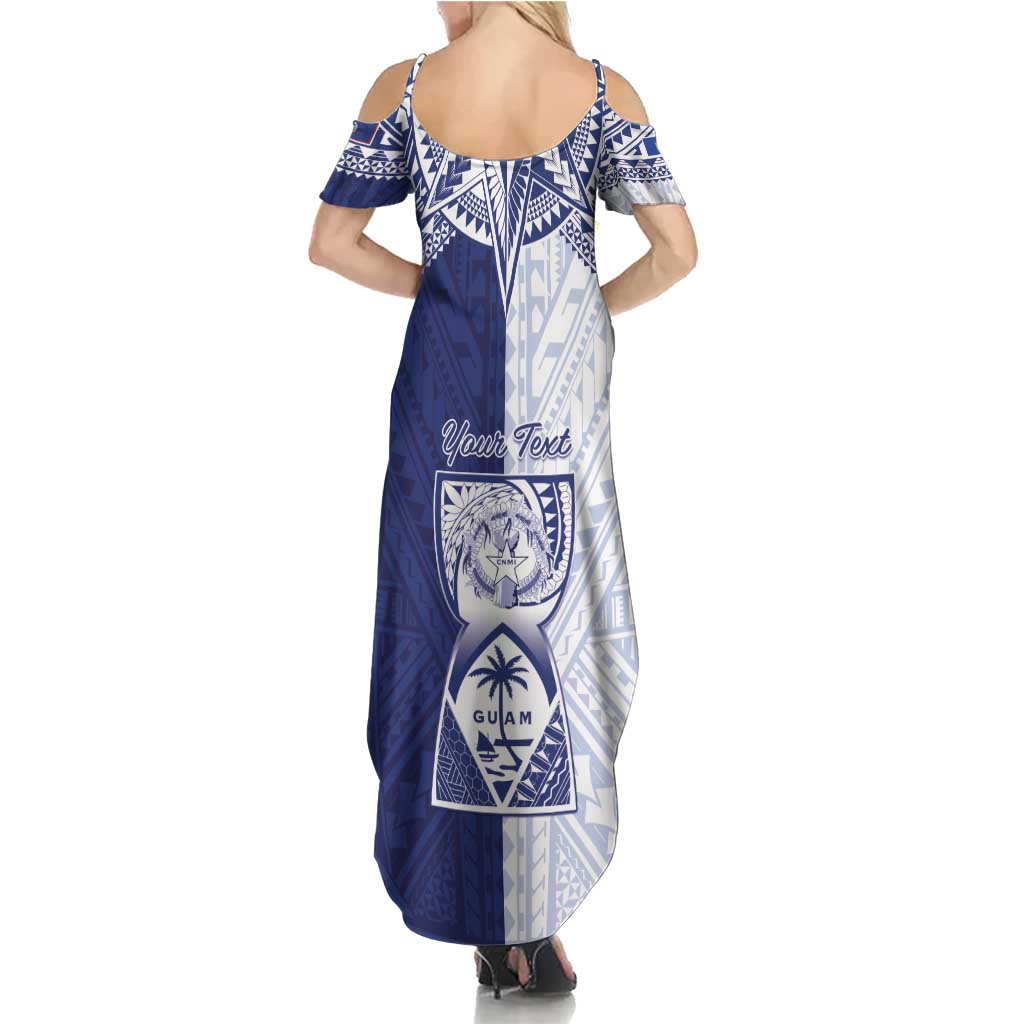 Personalised Northern Mariana Islands And Guam Summer Maxi Dress Latte Stone With Tribal Pattern