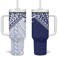 Northern Mariana Islands And Guam Tumbler With Handle Latte Stone With Tribal Pattern