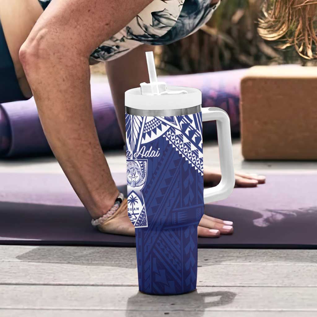 Northern Mariana Islands And Guam Tumbler With Handle Latte Stone With Tribal Pattern