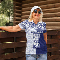 Personalised Northern Mariana Islands And Guam Women Polo Shirt Latte Stone With Tribal Pattern LT05 - Polynesian Pride