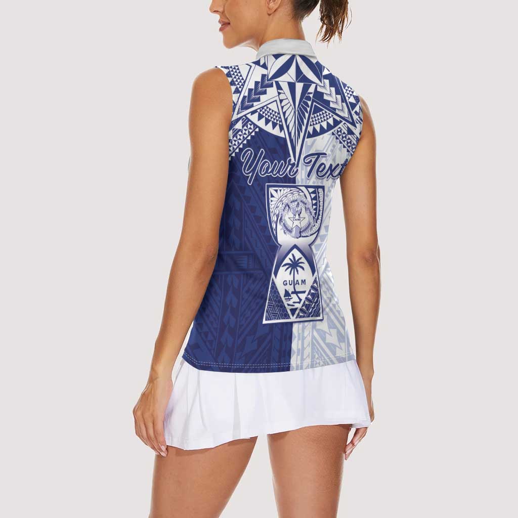 Personalised Northern Mariana Islands And Guam Women Sleeveless Polo Shirt Latte Stone With Tribal Pattern LT05 - Polynesian Pride