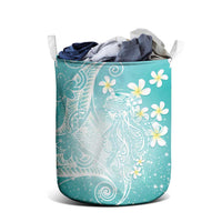 Polynesian Jellyfish Laundry Basket With Plumeria Teal