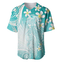 Polynesian Jellyfish Baseball Jersey With Plumeria Teal