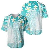 Polynesian Jellyfish Baseball Jersey With Plumeria Teal