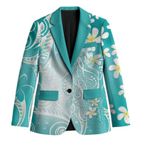 Polynesian Jellyfish Blazer With Plumeria Teal