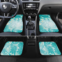 Polynesian Jellyfish Car Mats With Plumeria Teal