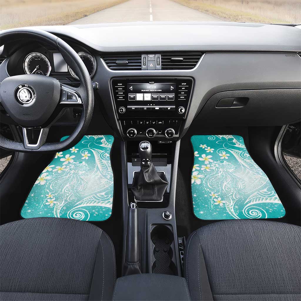 Polynesian Jellyfish Car Mats With Plumeria Teal