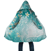 Polynesian Jellyfish Cloak With Plumeria Teal