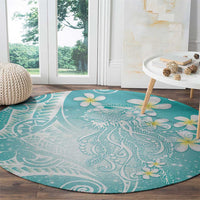 Polynesian Jellyfish Round Carpet With Plumeria Teal