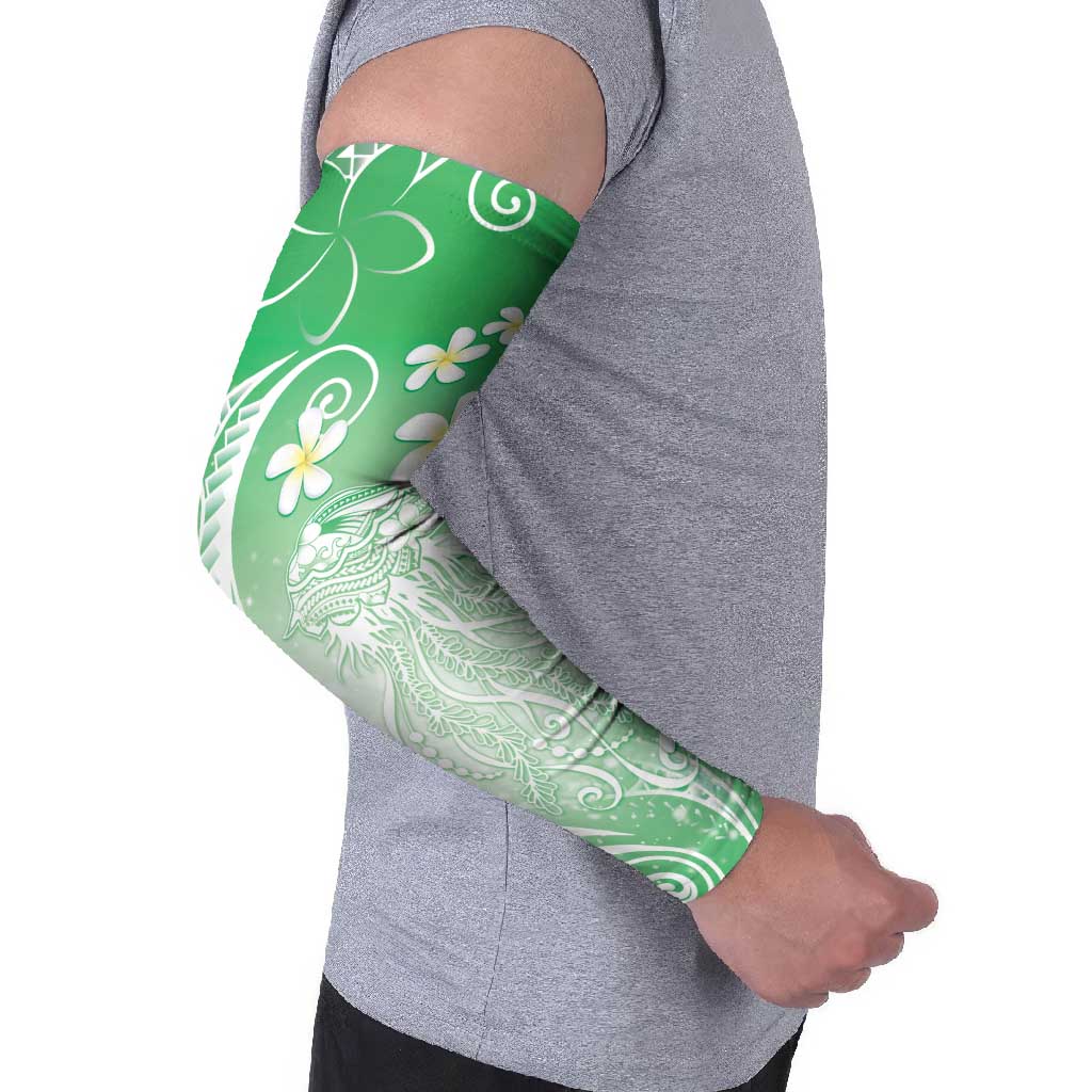 Polynesian Jellyfish Arm Sleeves With Plumeria Green