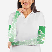 Polynesian Jellyfish Arm Sleeves With Plumeria Green