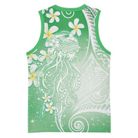 Polynesian Jellyfish Basketball Jersey With Plumeria Green
