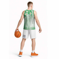 Polynesian Jellyfish Basketball Jersey With Plumeria Green