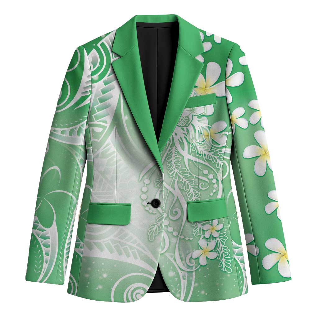 Polynesian Jellyfish Blazer With Plumeria Green
