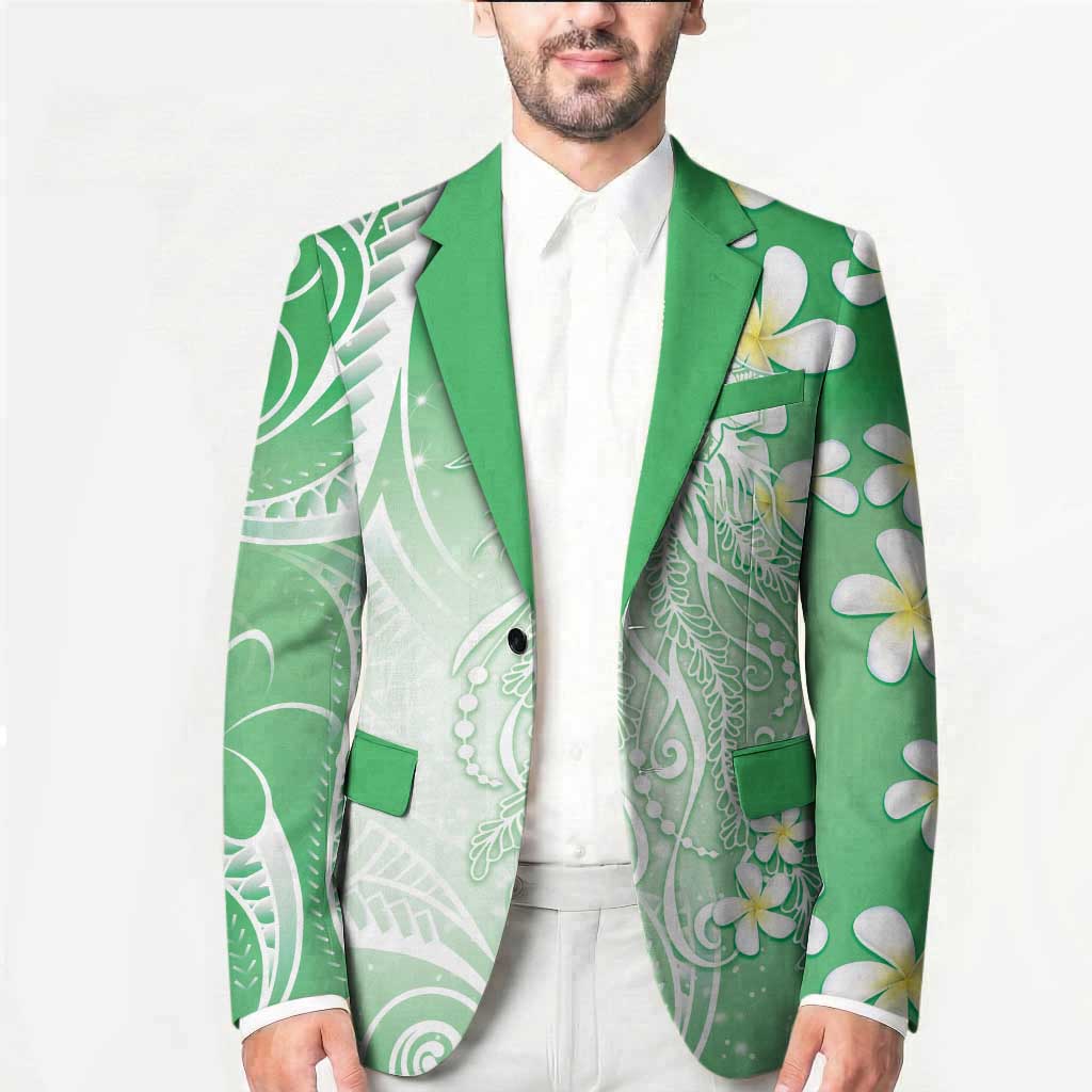 Polynesian Jellyfish Blazer With Plumeria Green
