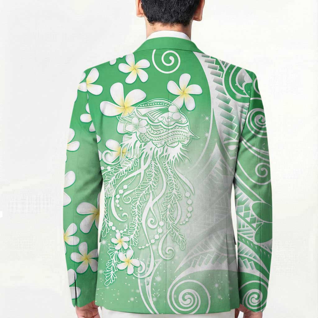Polynesian Jellyfish Blazer With Plumeria Green